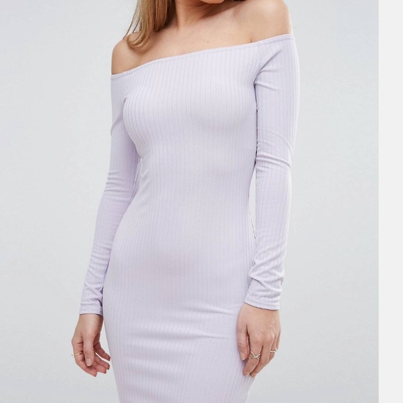 NWT ASOS STRETCH RIB OFF SHOULDER BODYCON DRESS 4 - Picture 14 of 17